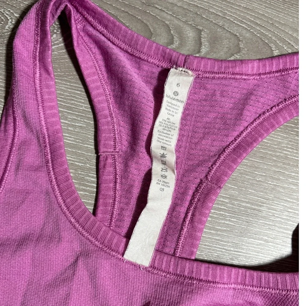 Lululemon Swiftly Tech Racerback Tank Top 2.0 Pink Purple Size 6 Swift Stride